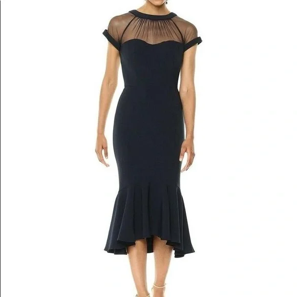 adriana ivory satin and lace mini dress Adriana Lace High-Slit Black Acetate Maxi Dress